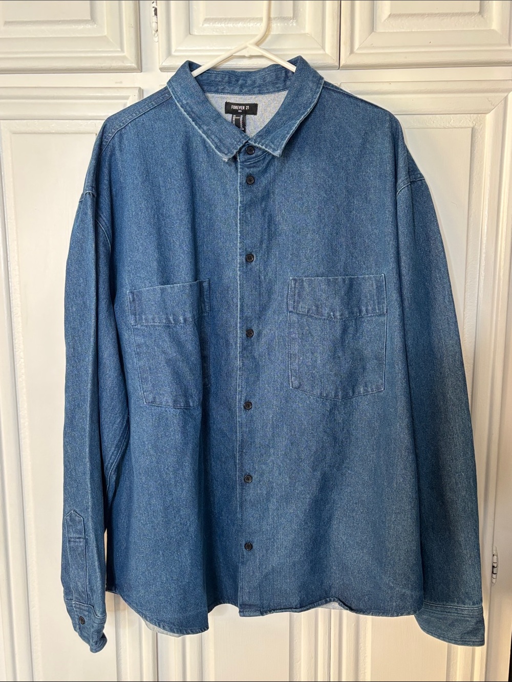 Forever 21 Men’s Denim Button-Down Shirt – Size XL – NWT